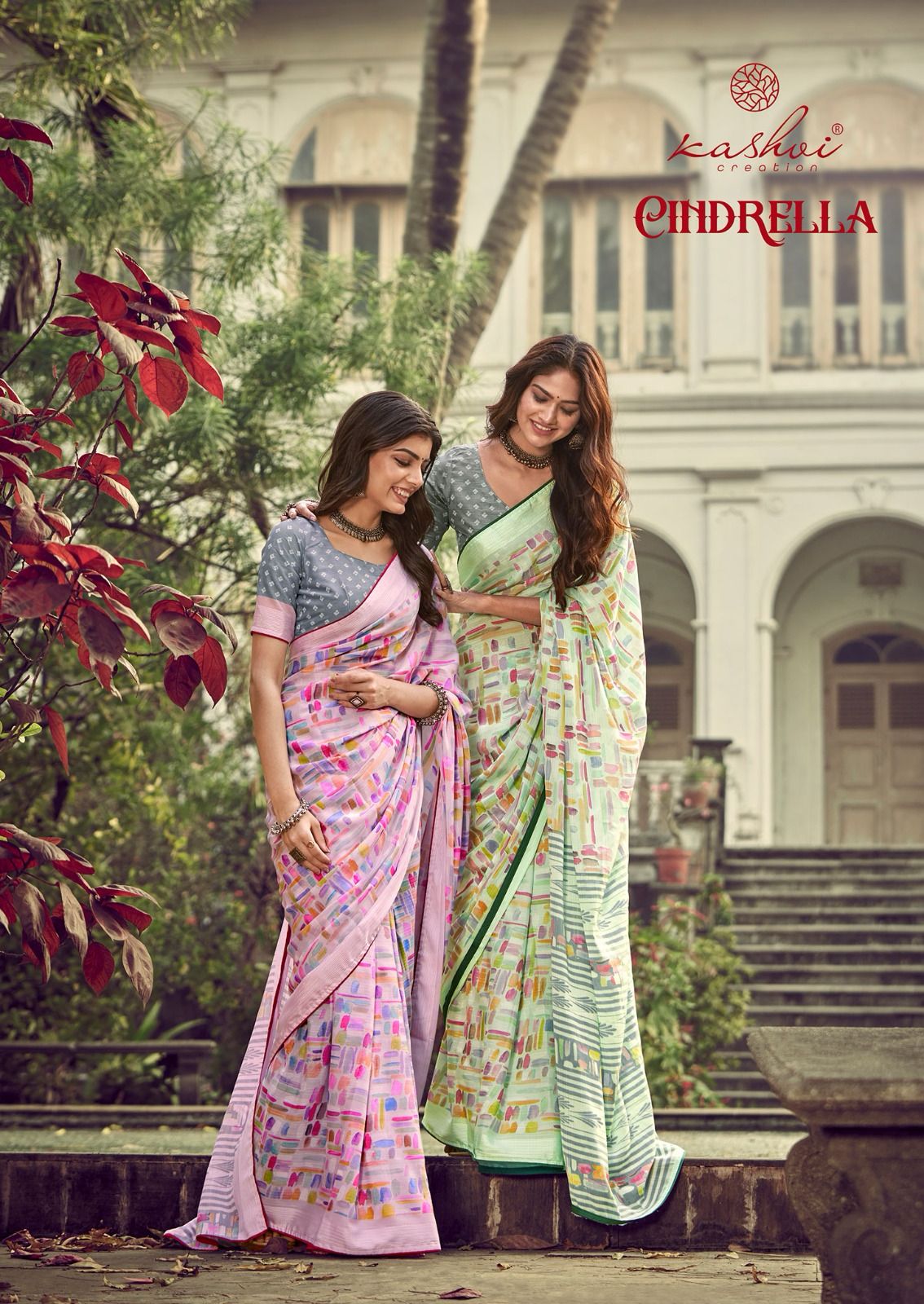 Cindrella By Kashvi Printed Viscose Georgette Sarees Wholesale Suppliers In Mumbai